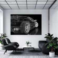 Lade das Bild in den Galerie-Viewer, Aluminiumbild Sportwagen technische Zeichnung Querformat
