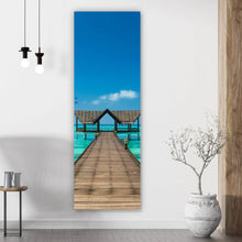 Lade das Bild in den Galerie-Viewer, Spannrahmenbild Steg auf den Malediven Panorama Hoch
