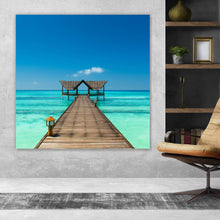 Lade das Bild in den Galerie-Viewer, Acrylglasbild Steg auf den Malediven Quadrat
