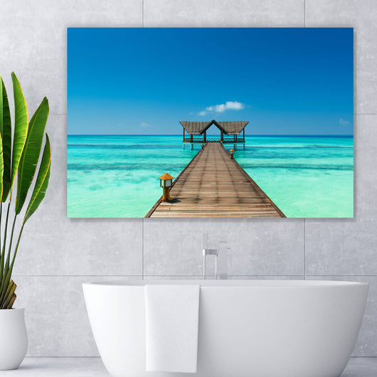 Acrylglasbild Steg auf den Malediven Querformat