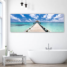 Lade das Bild in den Galerie-Viewer, Spannrahmenbild Steg im Indischen Ozean Panorama
