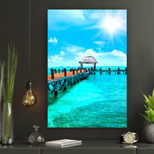 Lade das Bild in den Galerie-Viewer, Aluminiumbild Steg ins karibische Meer Hochformat
