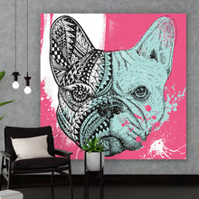 Lade das Bild in den Galerie-Viewer, Leinwandbild Französische Bulldogge Abstrakt Quadrat
