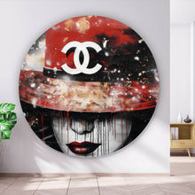 Lade das Bild in den Galerie-Viewer, Aluminiumbild Stilvolle Frau mit Hut Abstrakt Kreis
