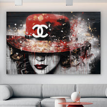 Lade das Bild in den Galerie-Viewer, Poster Stilvolle Frau mit Hut Abstrakt Querformat
