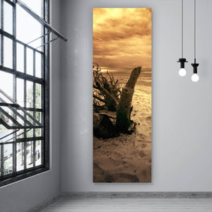 Acrylglasbild Strand und Meer in Sepia Panorama Hoch