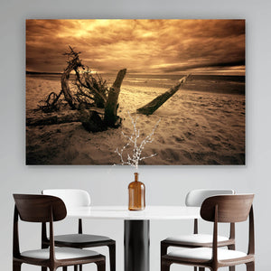 Poster Strand und Meer in Sepia Querformat