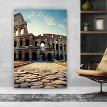 Lade das Bild in den Galerie-Viewer, Aluminiumbild gebürstet Straße zum Colosseum Hochformat
