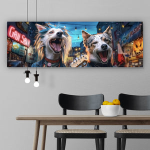 Poster Straßenhunde Duo mit Gitarre Panorama