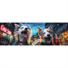 Lade das Bild in den Galerie-Viewer, Aluminiumbild Straßenhunde Duo mit Gitarre Panorama
