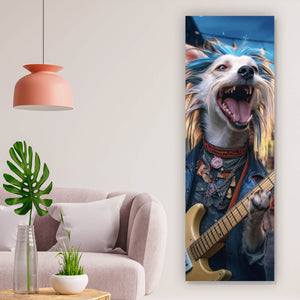 Aluminiumbild gebürstet Straßenhunde Duo mit Gitarre Panorama Hoch