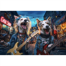 Lade das Bild in den Galerie-Viewer, Poster Straßenhunde Duo mit Gitarre Querformat
