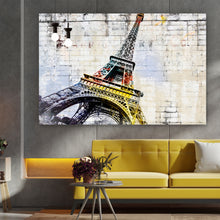 Lade das Bild in den Galerie-Viewer, Aluminiumbild gebürstet Street Art Eiffelturm Querformat
