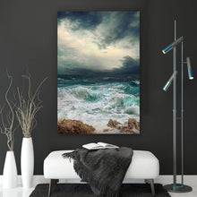 Lade das Bild in den Galerie-Viewer, Spannrahmenbild Stürmisches Meer Hochformat
