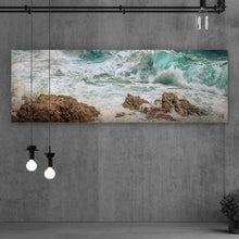 Lade das Bild in den Galerie-Viewer, Aluminiumbild gebürstet Stürmisches Meer Panorama
