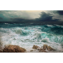 Lade das Bild in den Galerie-Viewer, Aluminiumbild gebürstet Stürmisches Meer Querformat
