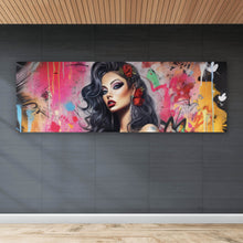 Lade das Bild in den Galerie-Viewer, Acrylglasbild Südländische Burlesque Tänzerin Digital Art Panorama
