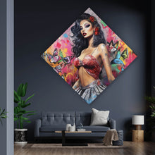 Lade das Bild in den Galerie-Viewer, Poster Südländische Burlesque Tänzerin Digital Art Raute
