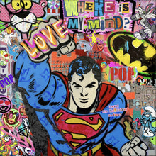 Lade das Bild in den Galerie-Viewer, Aluminiumbild Superheld Pop Art Comic Quadrat
