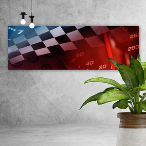 Poster Tacho und Flagge Racing Hintergrund Panorama