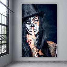 Lade das Bild in den Galerie-Viewer, Aluminiumbild gebürstet Tattoo La Catrina Hochformat
