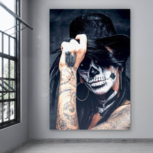 Lade das Bild in den Galerie-Viewer, Leinwandbild Tattoo La Catrina No.4 Hochformat
