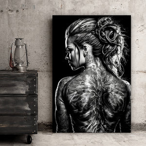 Aluminiumbild Tattoo Schönheit Digital Art Hochformat