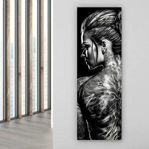 Aluminiumbild gebürstet Tattoo Schönheit Digital Art Panorama Hoch