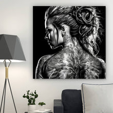 Lade das Bild in den Galerie-Viewer, Aluminiumbild Tattoo Schönheit Digital Art Quadrat
