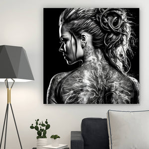 Aluminiumbild Tattoo Schönheit Digital Art Quadrat