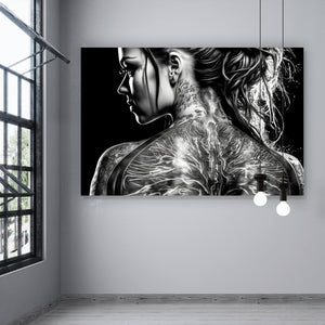 Aluminiumbild gebürstet Tattoo Schönheit Digital Art Querformat