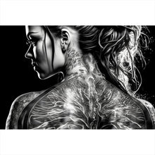 Lade das Bild in den Galerie-Viewer, Leinwandbild Tattoo Schönheit Digital Art Querformat
