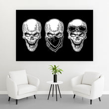 Lade das Bild in den Galerie-Viewer, Aluminiumbild gebürstet Three Skulls Querformat
