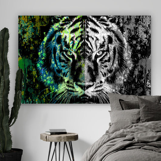 Aluminiumbild gebürstet Tiger Abstrakt Querformat