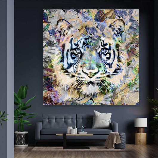 Acrylglasbild Tiger Abstrakt Beige Quadrat