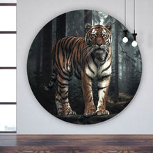 Lade das Bild in den Galerie-Viewer, Aluminiumbild Tiger der aus dem Wald tritt Kreis
