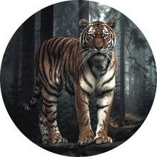 Lade das Bild in den Galerie-Viewer, Aluminiumbild Tiger der aus dem Wald tritt Kreis
