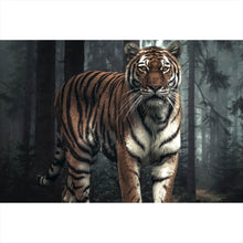 Lade das Bild in den Galerie-Viewer, Acrylglasbild Tiger der aus dem Wald tritt Querformat
