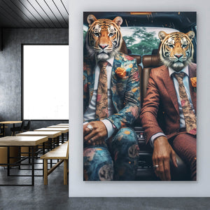 Poster Tiger Duo im Anzug Digital Art Hochformat