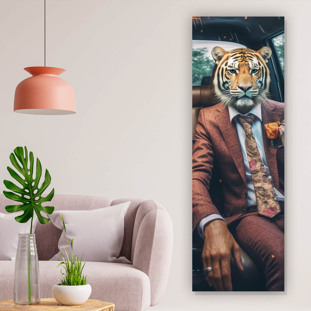 Digial At Spannrahmenbild Tiger Duo im Anzug Digital Art im Panorama Hoch ...