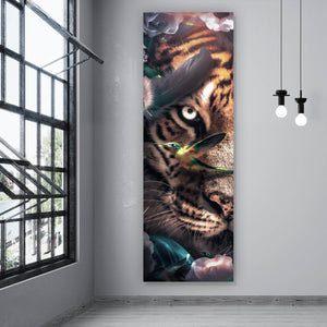 Acrylglasbild Tiger Floral Panorama Hoch