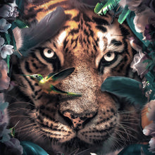 Lade das Bild in den Galerie-Viewer, Aluminiumbild gebürstet Tiger Floral Quadrat
