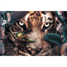 Lade das Bild in den Galerie-Viewer, Aluminiumbild gebürstet Tiger Floral Querformat
