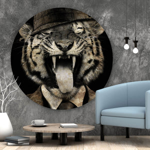 Aluminiumbild Tiger im Anzug Kreis