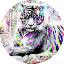 Lade das Bild in den Galerie-Viewer, Aluminiumbild Tiger Neon Pop Art Kreis
