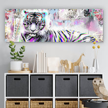 Lade das Bild in den Galerie-Viewer, Aluminiumbild gebürstet Tiger Neon Pop Art Panorama
