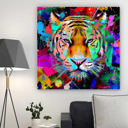 Acrylglasbild Tiger Modern Art Quadrat