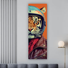 Lade das Bild in den Galerie-Viewer, Aluminiumbild gebürstet Tiger Portrait Biker Panorama Hoch
