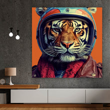 Lade das Bild in den Galerie-Viewer, Aluminiumbild Tiger Portrait Biker Quadrat
