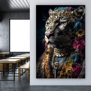 Aluminiumbild Tiger Portrait Digital Art Hochformat